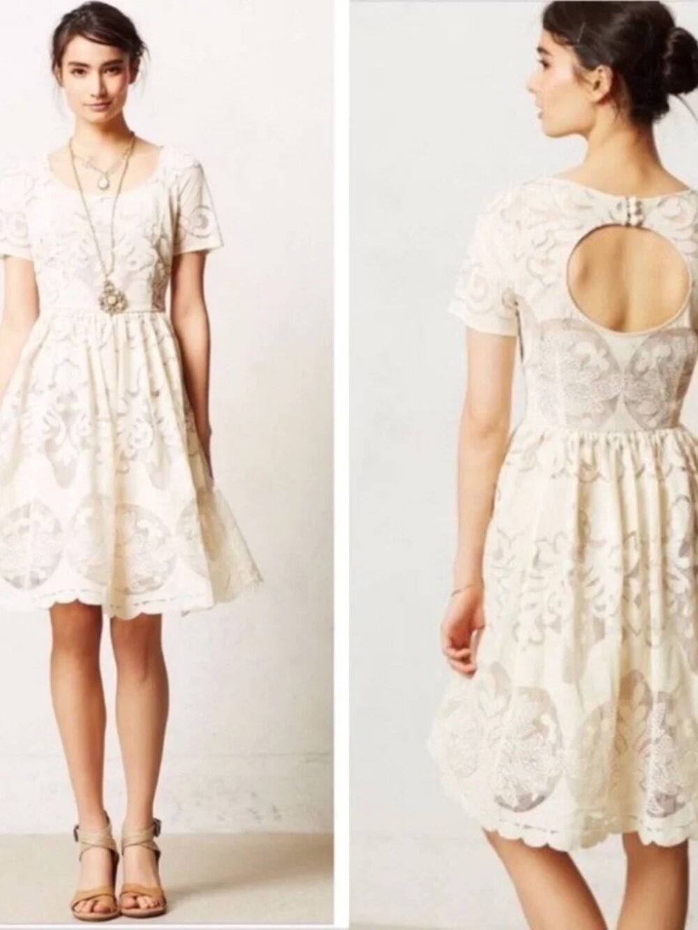 Pre-Loved Plenty By Tracy Reese Stella Cream Lace Tulle Dress Size 12